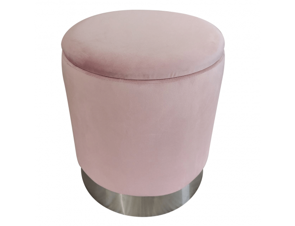Puff, rózsaszín Velvet anyag/ezüst króm, DARON