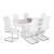 Fehér szék + rusztik fehér asztal latte üveglappal