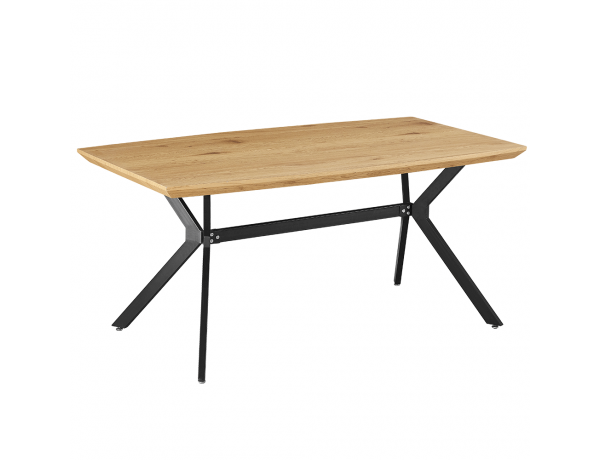 Étkezőasztal, tölgy/fekete, 160x90 cm, MEDITER