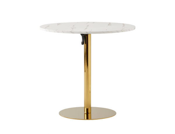 Étkezőasztal, világos márvány/gold króm - arany, átmérő 80 cm, LAMONT