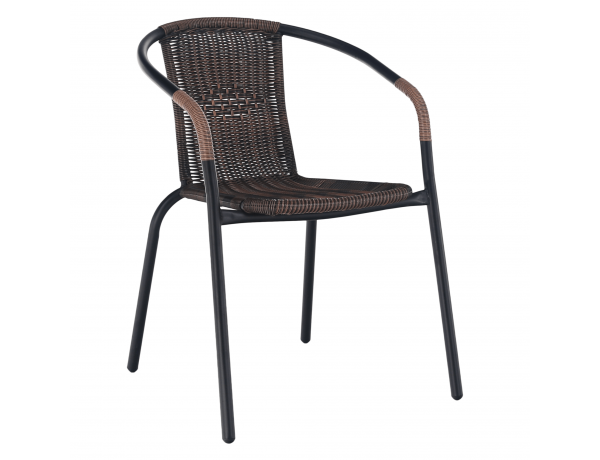 Egymásba rakható szék, barna/fekete fém, DOREN, raktári
