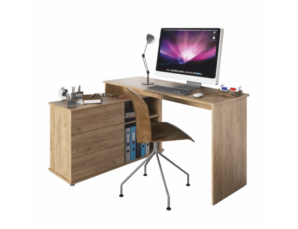 Univerzális sarok PC asztal, tölgyfa artisan, TERINO