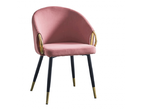 Dizájn fotel, rózsaszín velvet szövet/gold króm arany, DONKO
