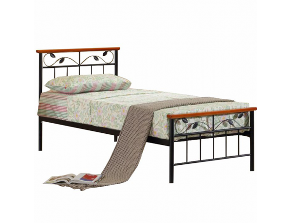 ágy lemezes ágyráccsal, cseresznyefa / fém, 90x200, MORENA, raktári