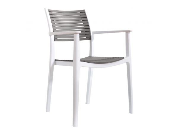 Rakásolható szék, fehér/szürke, HERTA